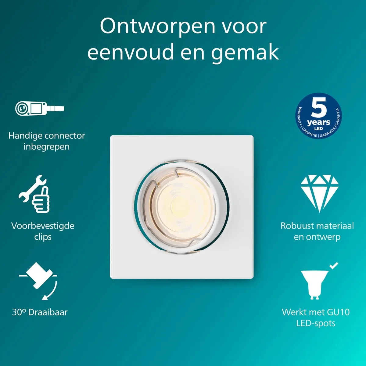 Philips Peridot Inbouwspot GU10 Wit