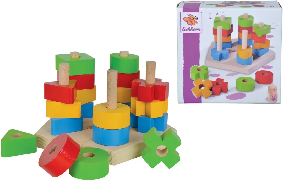 Eichhorn Stapelspel 21 Stuks - Houten Meerkleurig - afbeelding 4 van 6