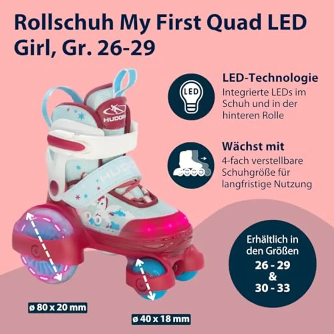 Hudora My First Quad LED Rolschaatsen 26-29 - Multi kleuren