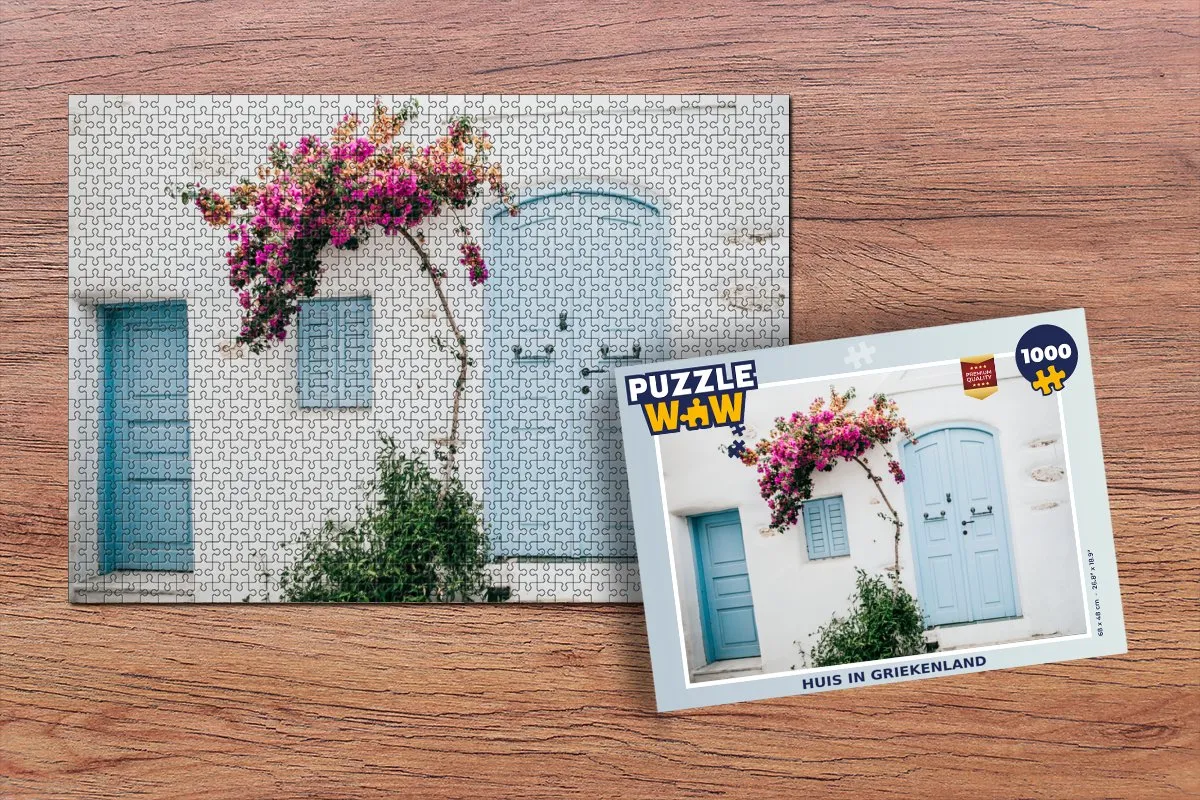 PuzzleWow Griekenland Huis Legpuzzel 1000 Stuks - Multicolor