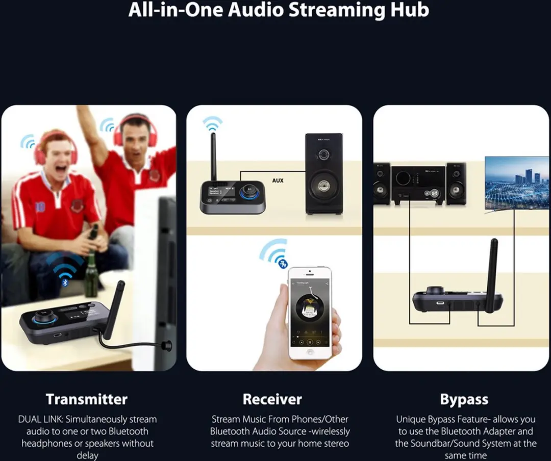 Omnitronic BDT-5.0 Bluetooth Muziekzender/Ontvanger - 5.0 - Zwart - afbeelding 4 van 6