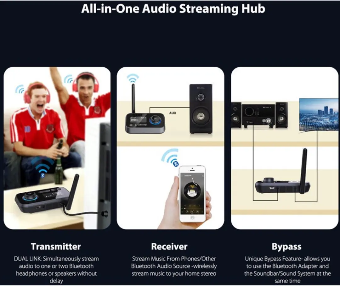 Omnitronic BDT-5.0 Bluetooth Muziekzender/Ontvanger - 5.0 - Zwart - afbeelding 6 van 6