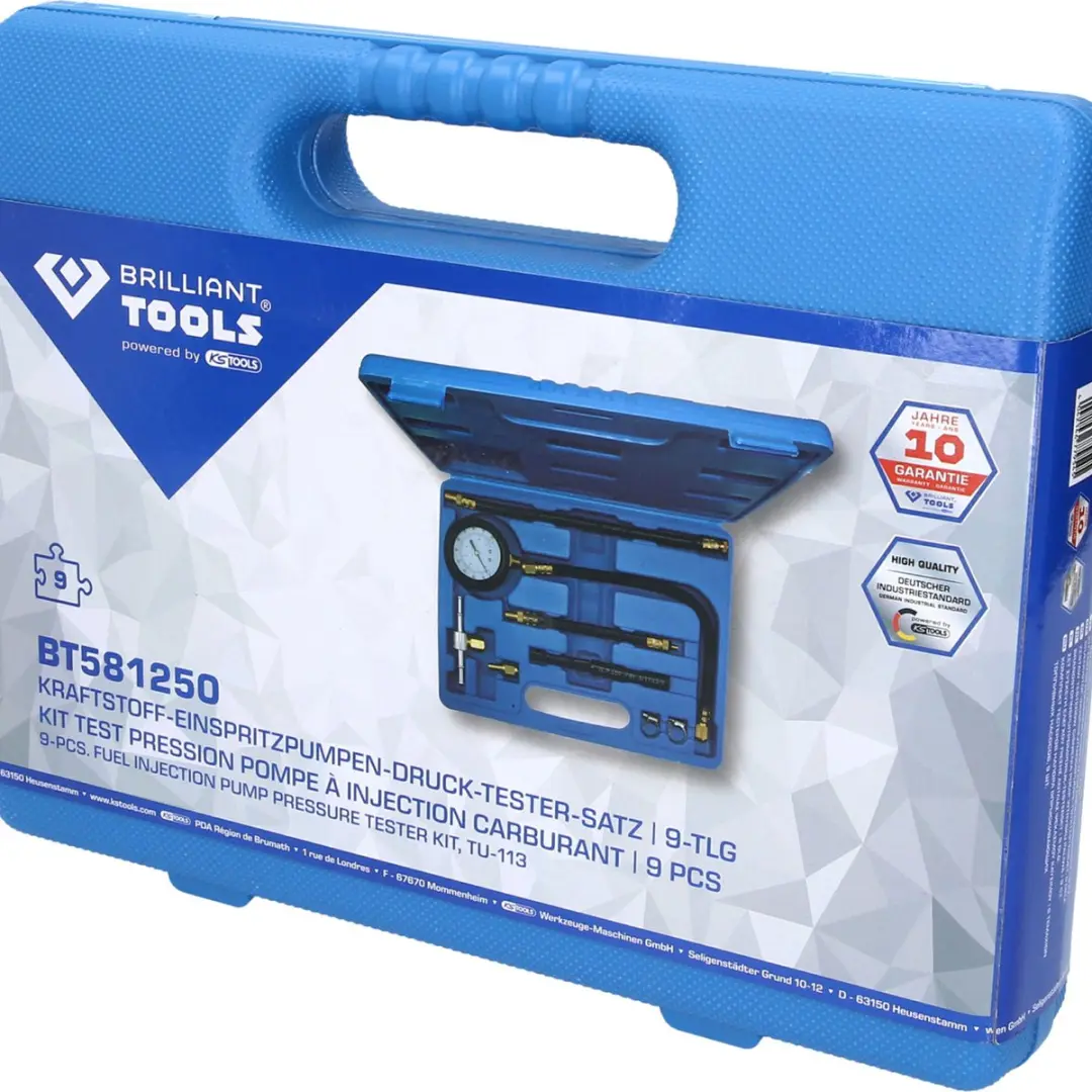 Brilliant Tools BT581250 Brandstofinjectiepomp Druktesterset - 9-delig - afbeelding 5 van 6