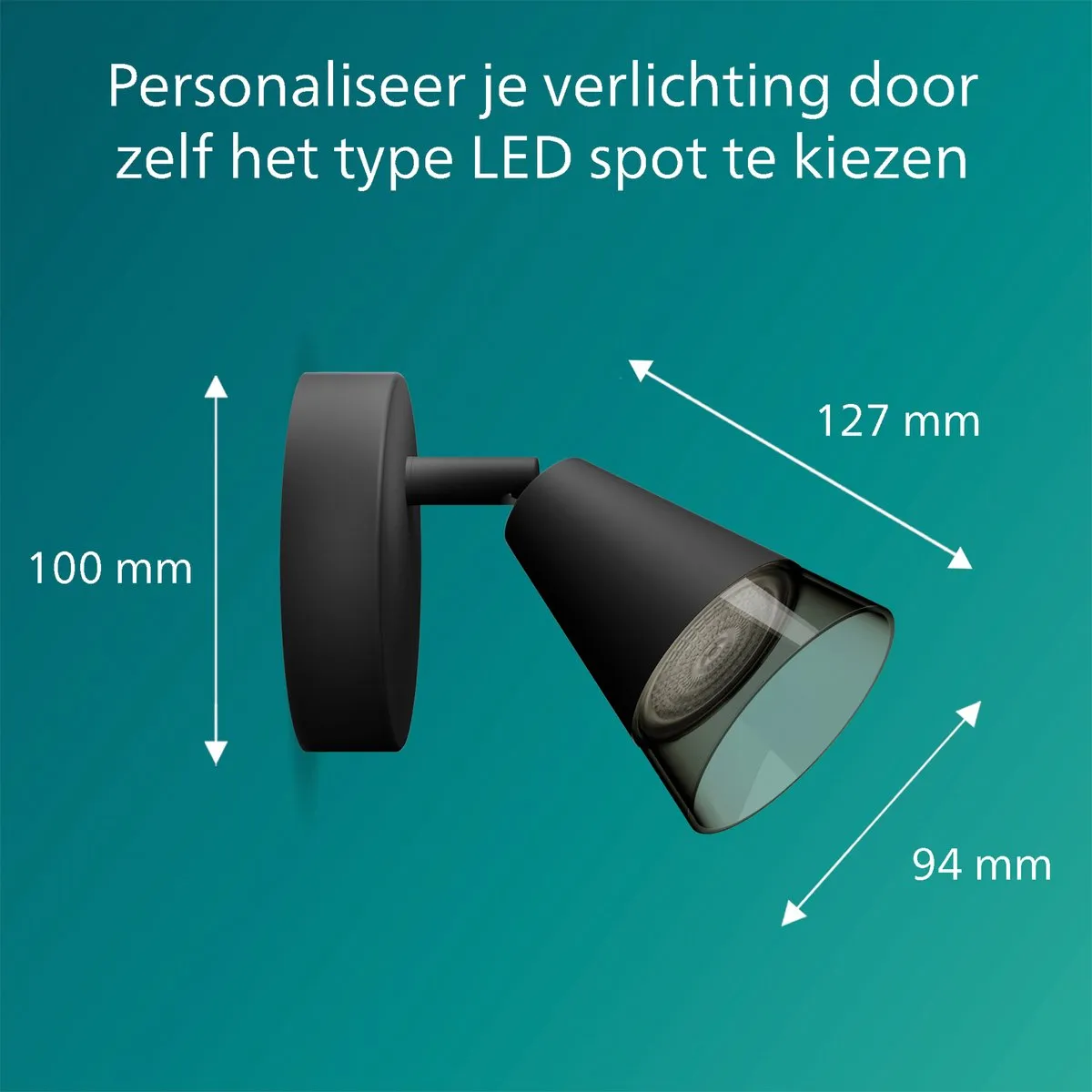 Philips Cleft Spot Wandspot GU10 - 3x5W - Zwart