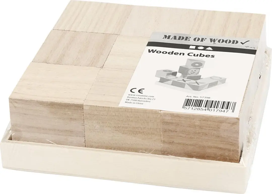 Creativ Company Creotime Houten Blokken 4x4cm - 9 Stuks