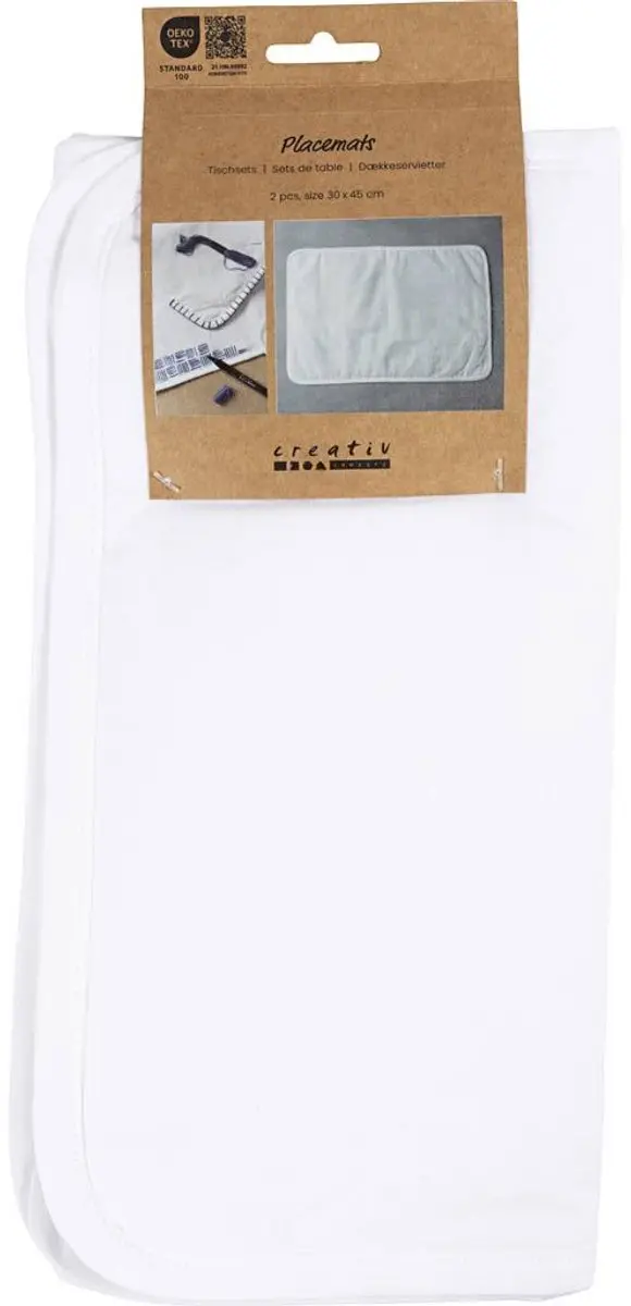 Creativ Company Placemats 30x45cm - Wit - 2 Stuks