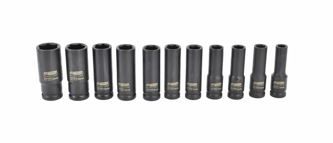 AWTOOLS Black Line Udarowe Nasadki Set 11 Stuks - 10-24mm - 1/2"