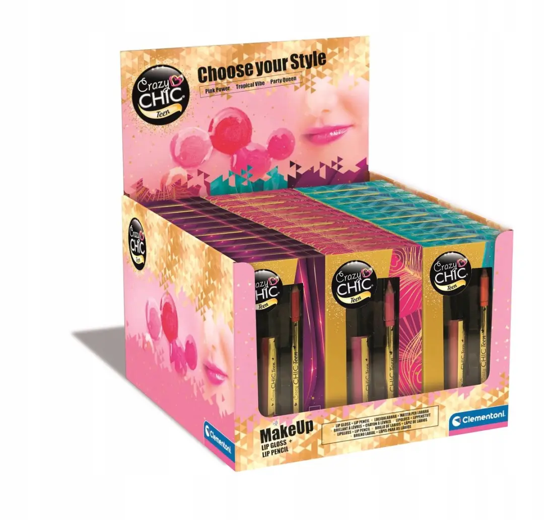 Merkloos Roze Glans Lipgloss & Lipliner Set voor Kinderen
