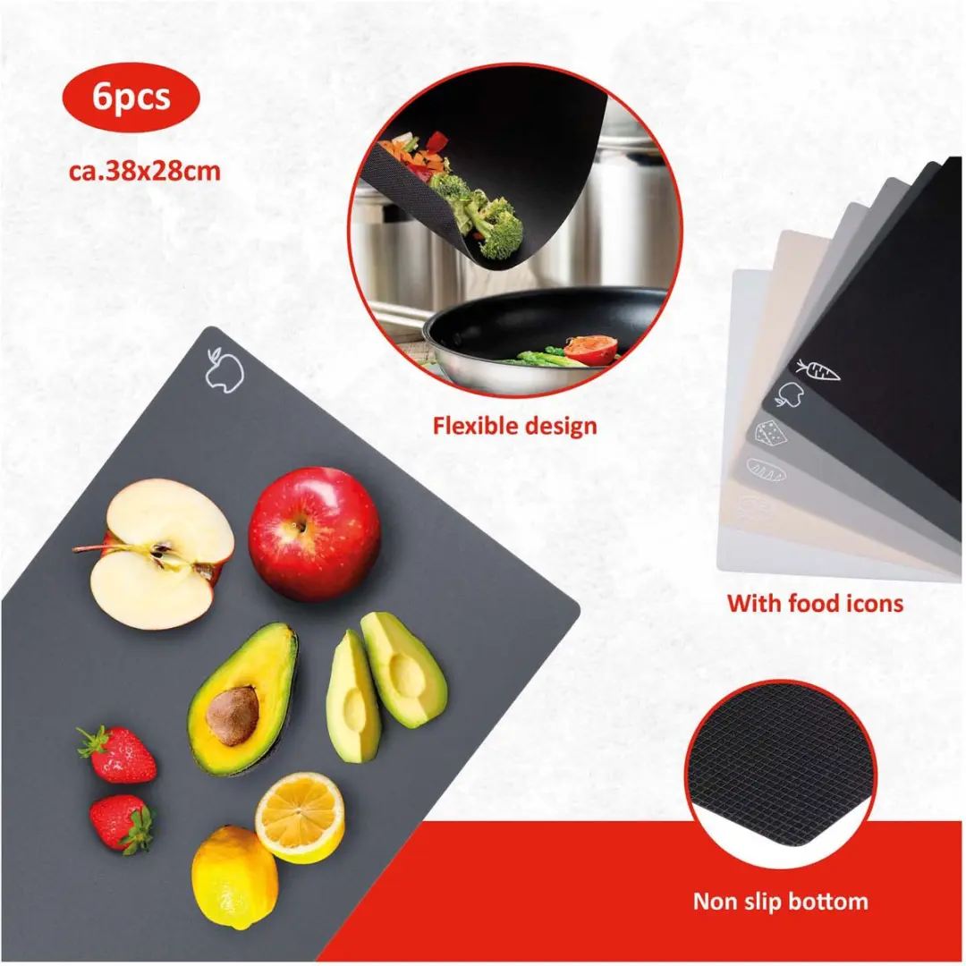 Alpina 6-delige Snijplanken Set 38x28cm - Grijs - afbeelding 2 van 6