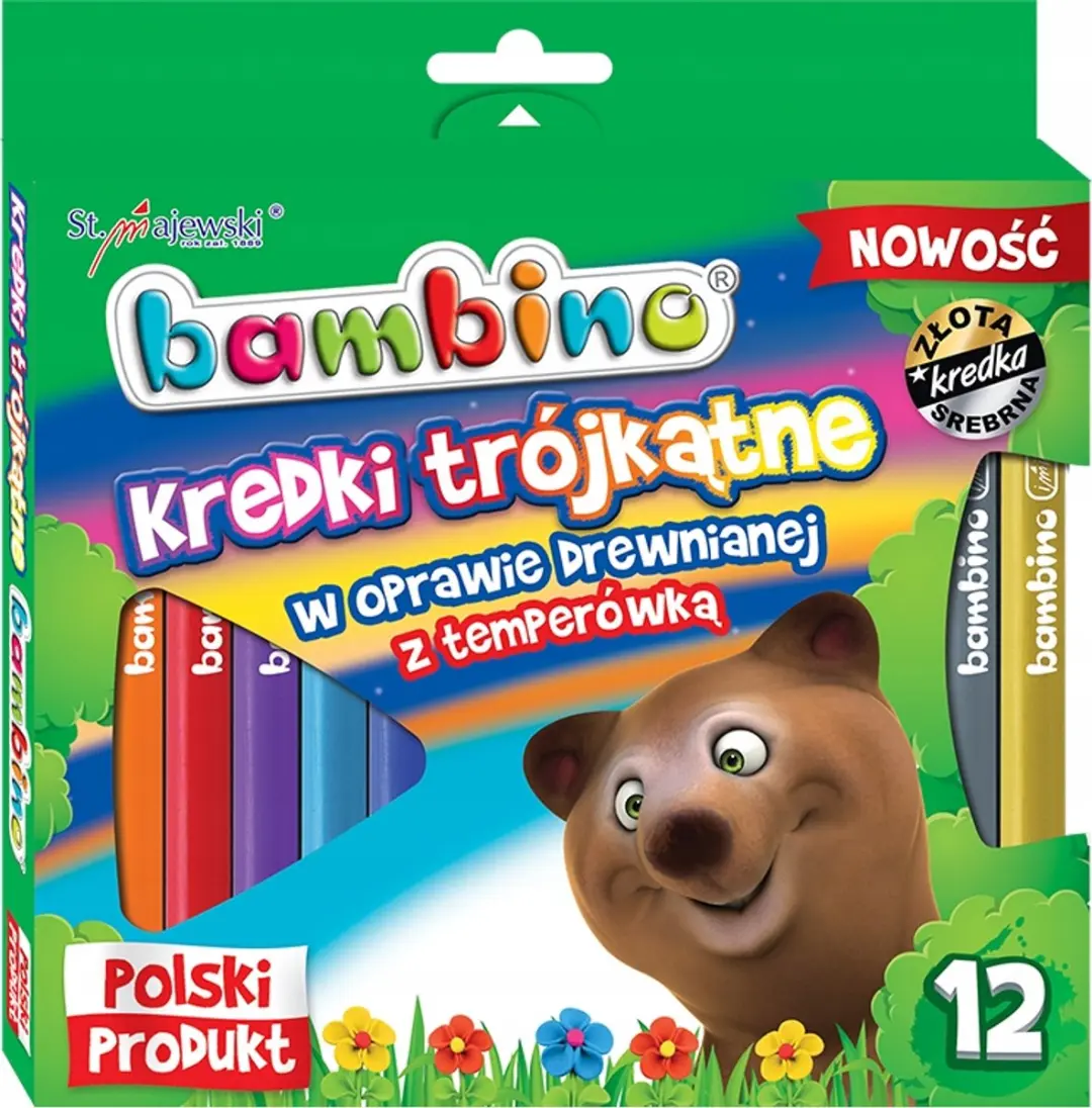 Bambino Dikke Driehoekige Kleurpotloden 12 Kleuren met Metalen Puntenslijper