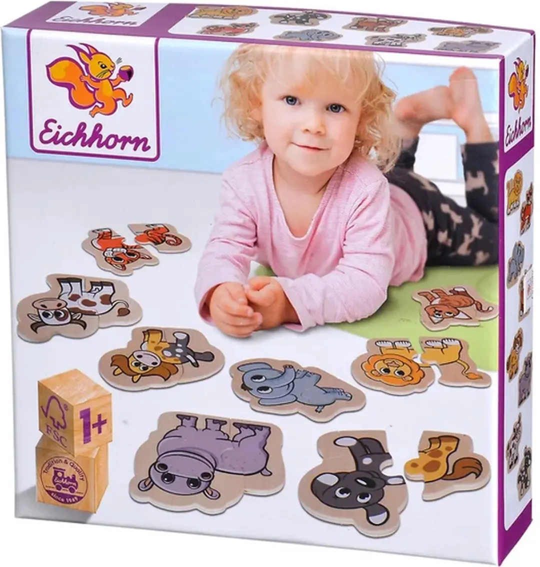 Eichhorn Houten Dierenpuzzel 16 Stuks - Meerkleurig