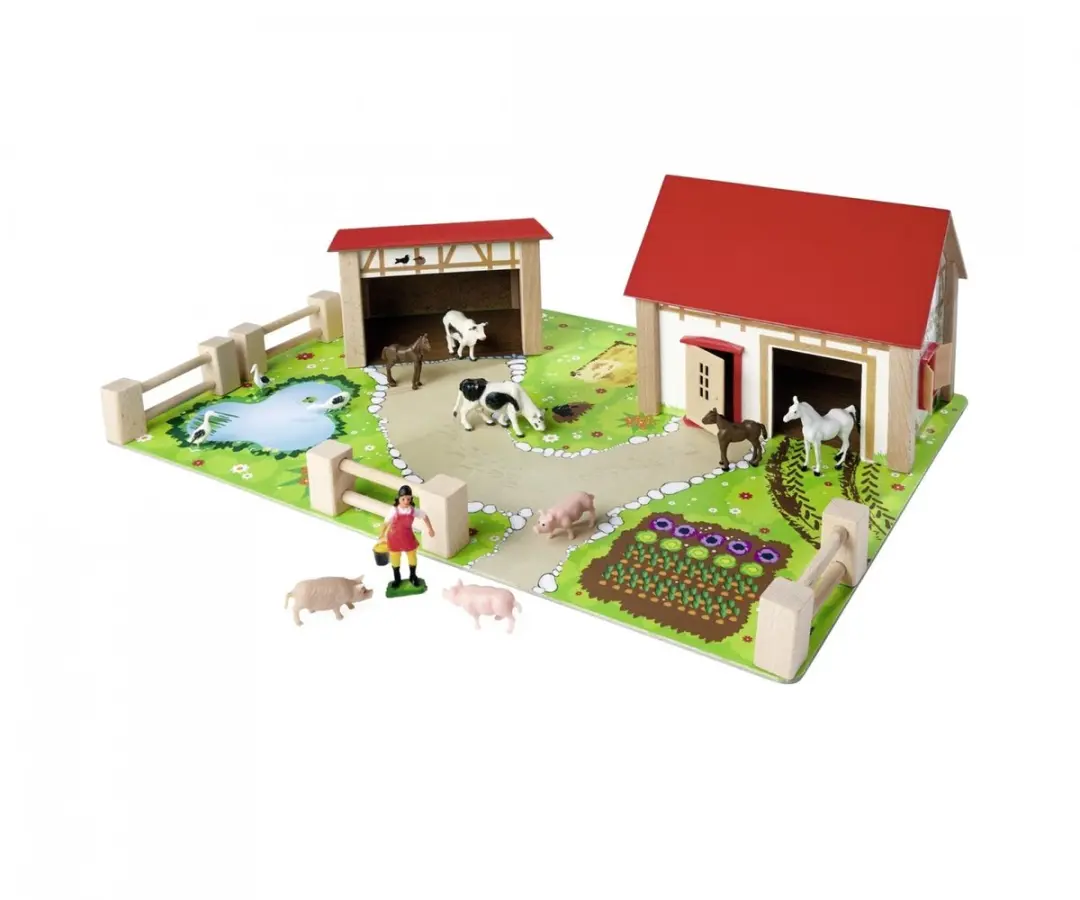 Eichhorn Houten Boerderij Speelgoedset - 29 Stuks - 36x51cm - Beukenhout - afbeelding 5 van 6