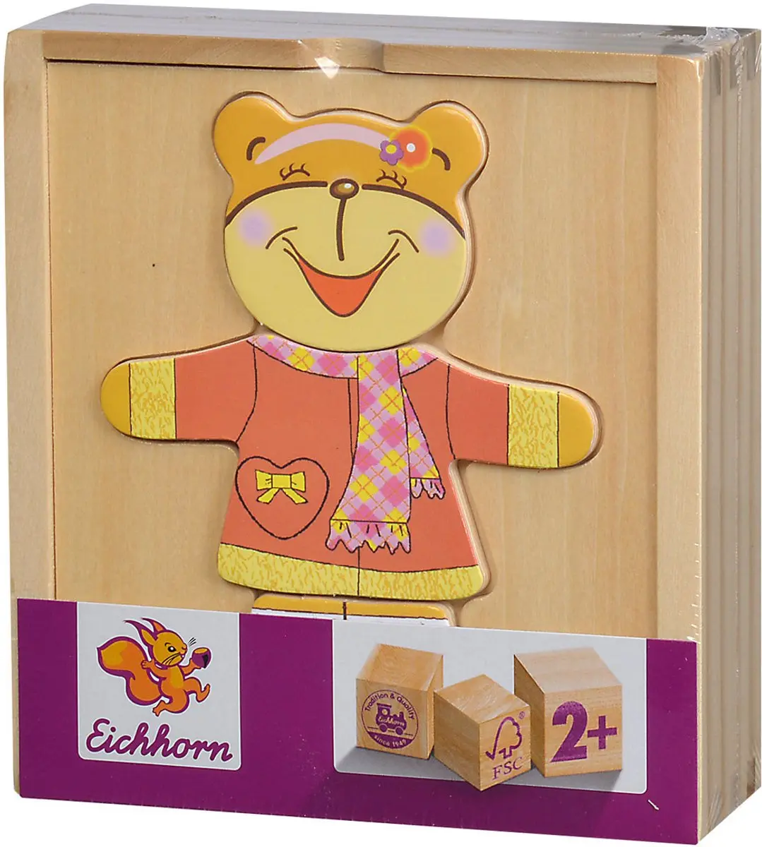 Eichhorn Houten Puzzel Beer 24 Stuks - Meerkleurig