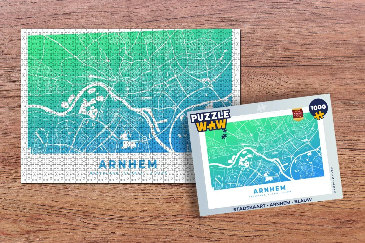 PuzzleWow Stadskaart Arnhem Legpuzzel 1000 Stuks - Multicolor