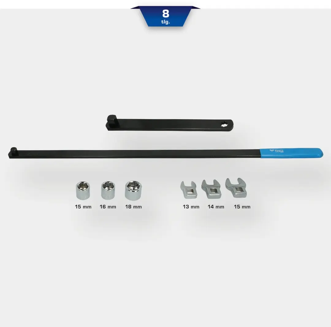 Brilliant Tools V-riem Spanrol Sleutelset 8-delig BT571050 - Blauw/Zilver/Zwart - afbeelding 2 van 6
