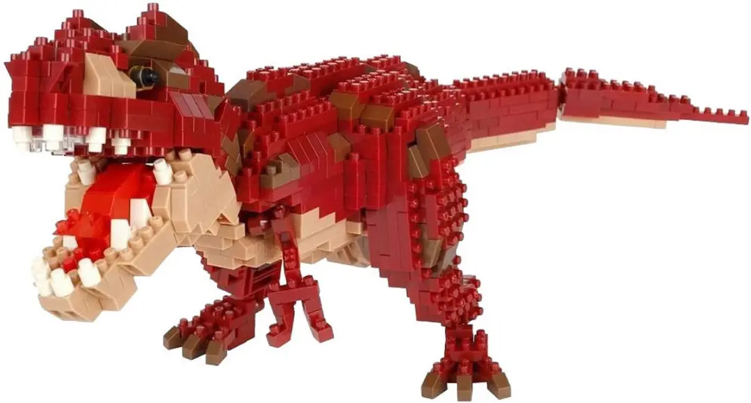 Bandai Nanoblock NBC031 Tyrannosaurus Rex Bouwset - 850 Stuks - Rood