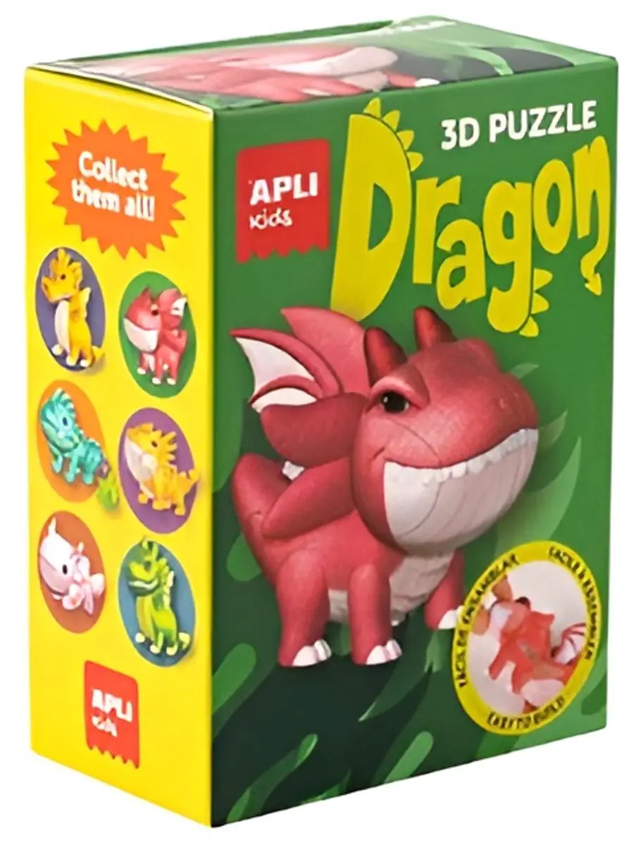 APLI Kids puzzel draken groen kartonnen 3D speelgoed educatief.