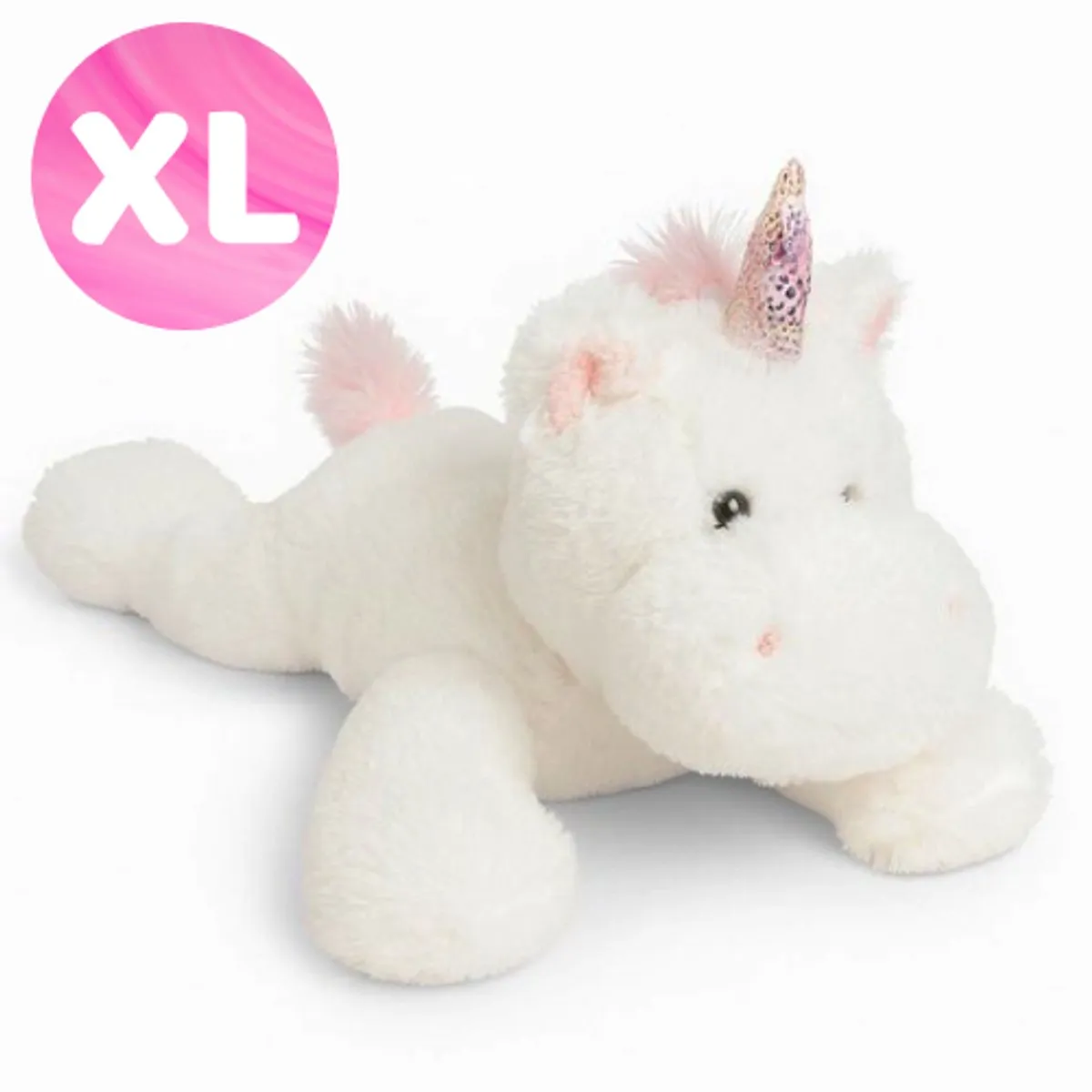 Topknuffels Unicorn Pluche Liggend Wit 65cm