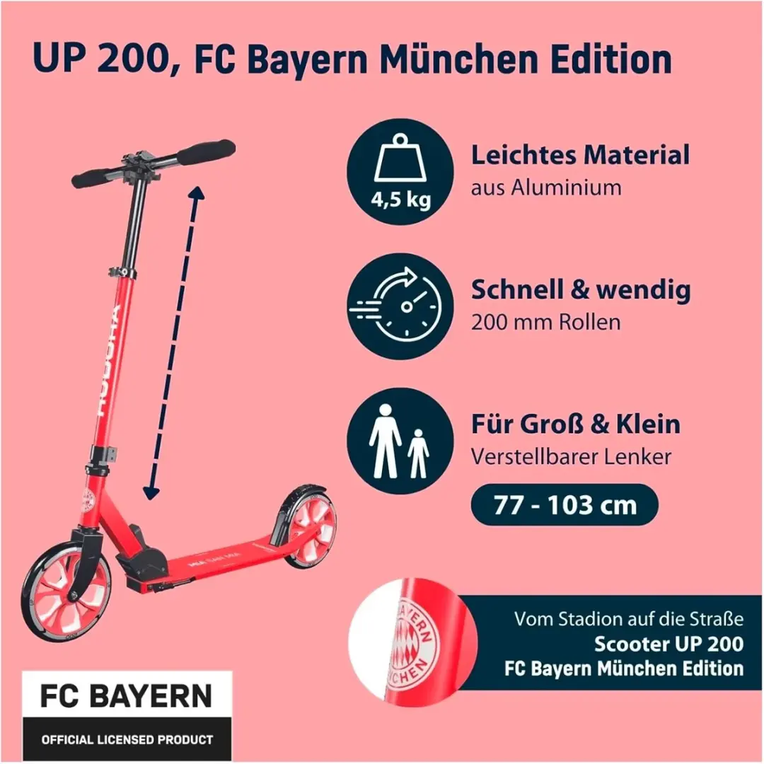 Hudora Scooter Up 200 FC Bayern München - Rouge