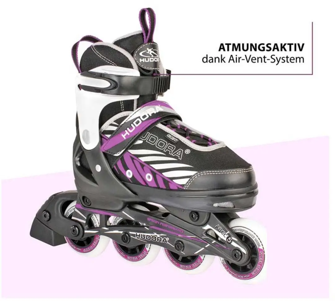HUDORA Skeelers Mia Zwart/Paars, maat 37-40