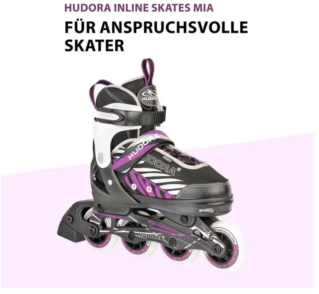 HUDORA Skeelers Mia Zwart/Paars, maat 37-40