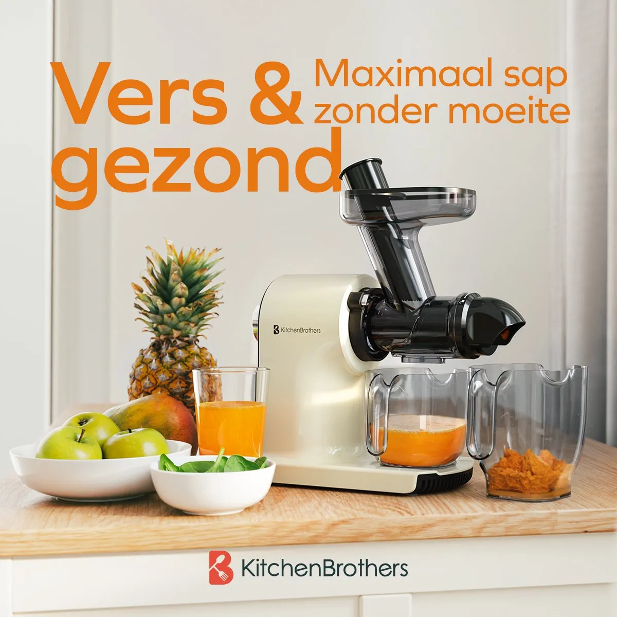 KitchenBrothers KB1004119 Slowjuicer - 150W - 500ml - Champagne