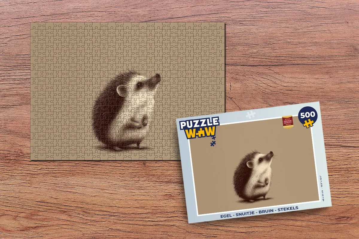 PuzzleWow Egel Snuitje Legpuzzel 500 Stuks - Bruin