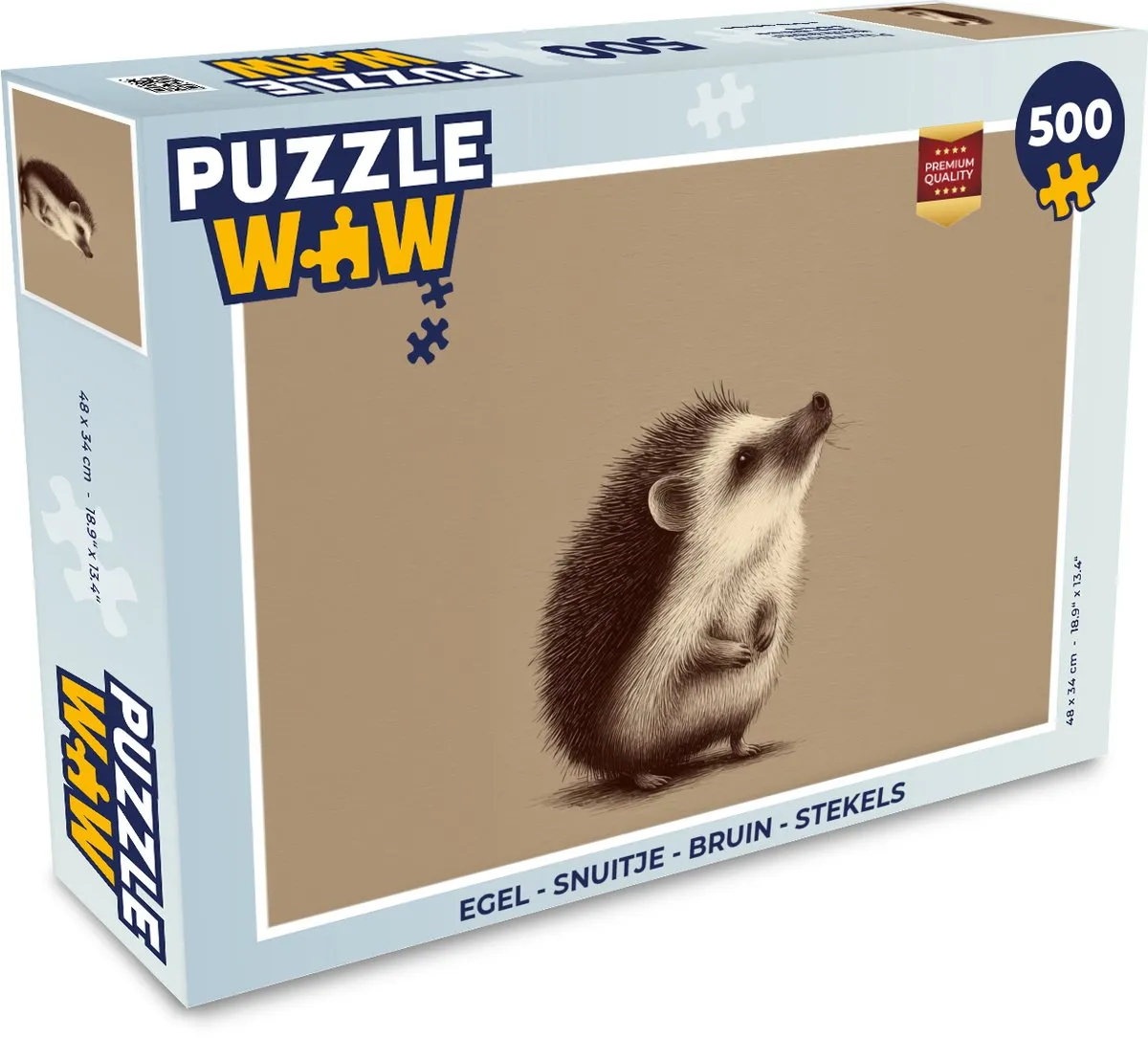 PuzzleWow Egel Snuitje Legpuzzel 500 Stuks - Bruin