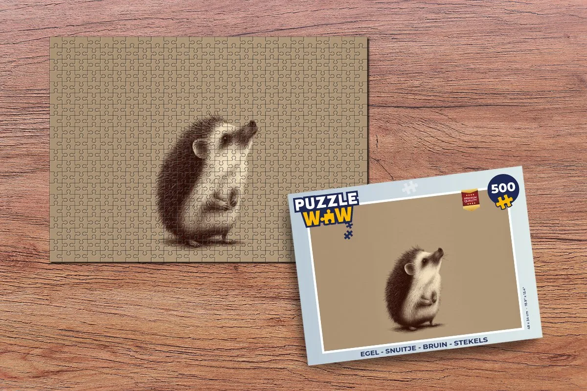 PuzzleWow Egel Snuitje Legpuzzel 500 Stuks - Bruin