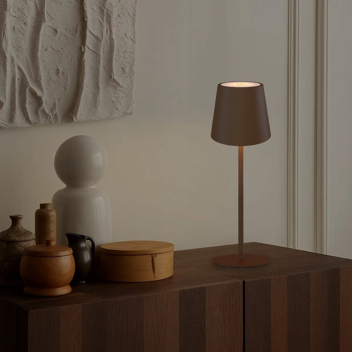 LEDVION Nyra Oplaadbare Tafellamp 2x - Bruin - RGBW 3W