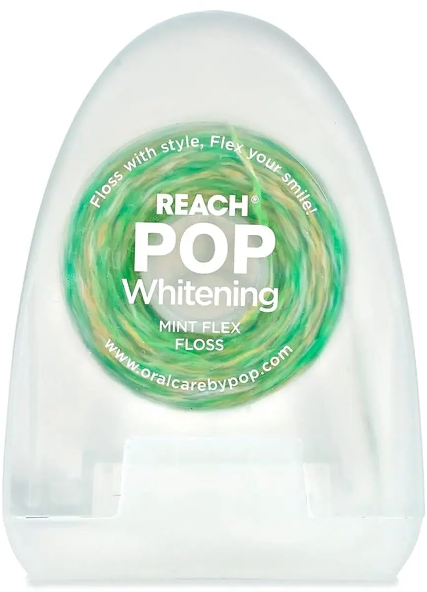 REACH POP Whitening Dental Floss, Mint Verrijkt met Zuiveringszout,