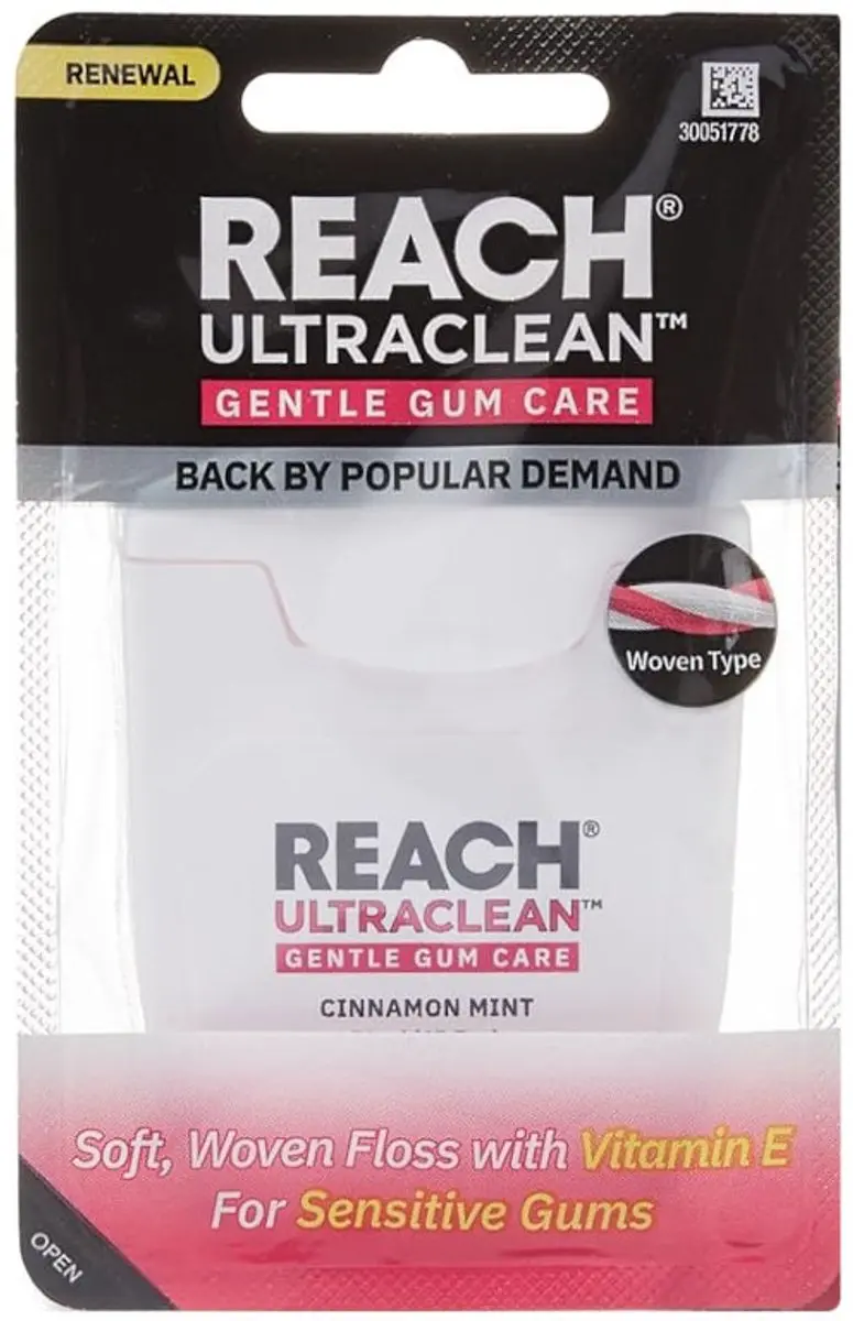 Reach Ultra Clean Gentle Gum Care geweven flosdraad, kaneelmunt, 50 yard