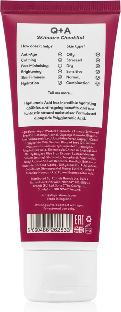 Q+A Hyaluronzuur Dagcrème 75ml