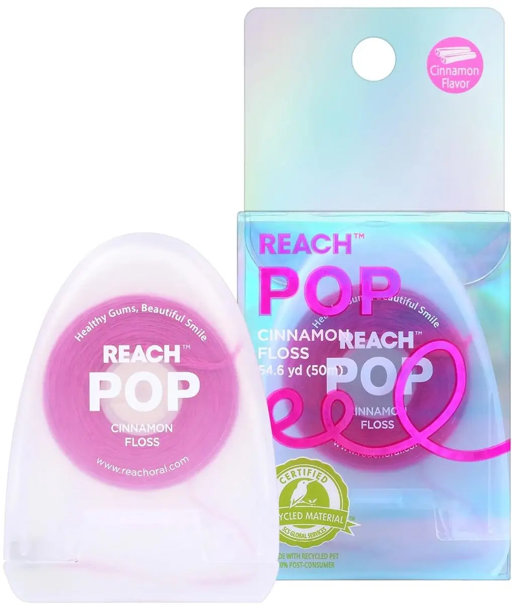 REACH POP Dental Floss, Cinnamon, Plaque Remover
