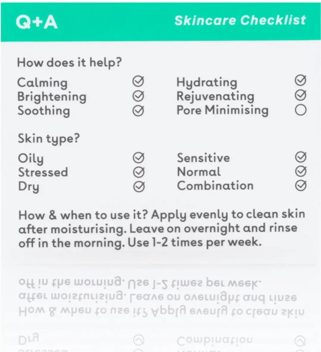 Q+A Overnight Mask Cica 50ml