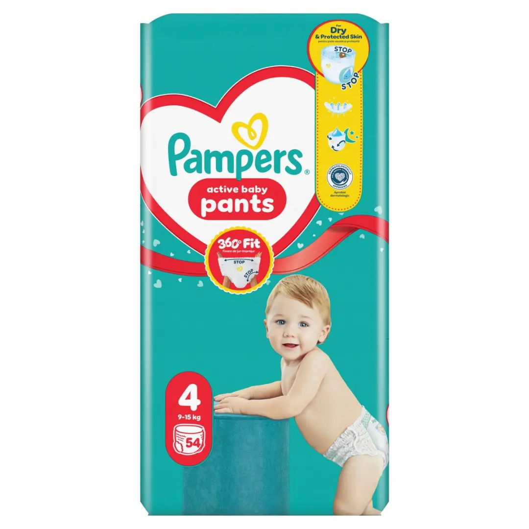Pampers Active Babybroekje Maat 4 - 9-15 kg - 54 Stuks