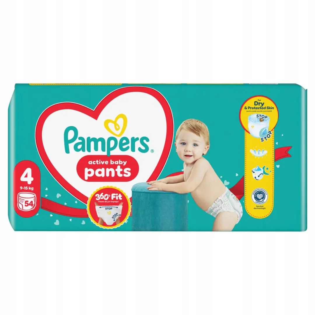 Pampers Active Babybroekje Maat 4 - 9-15 kg - 54 Stuks