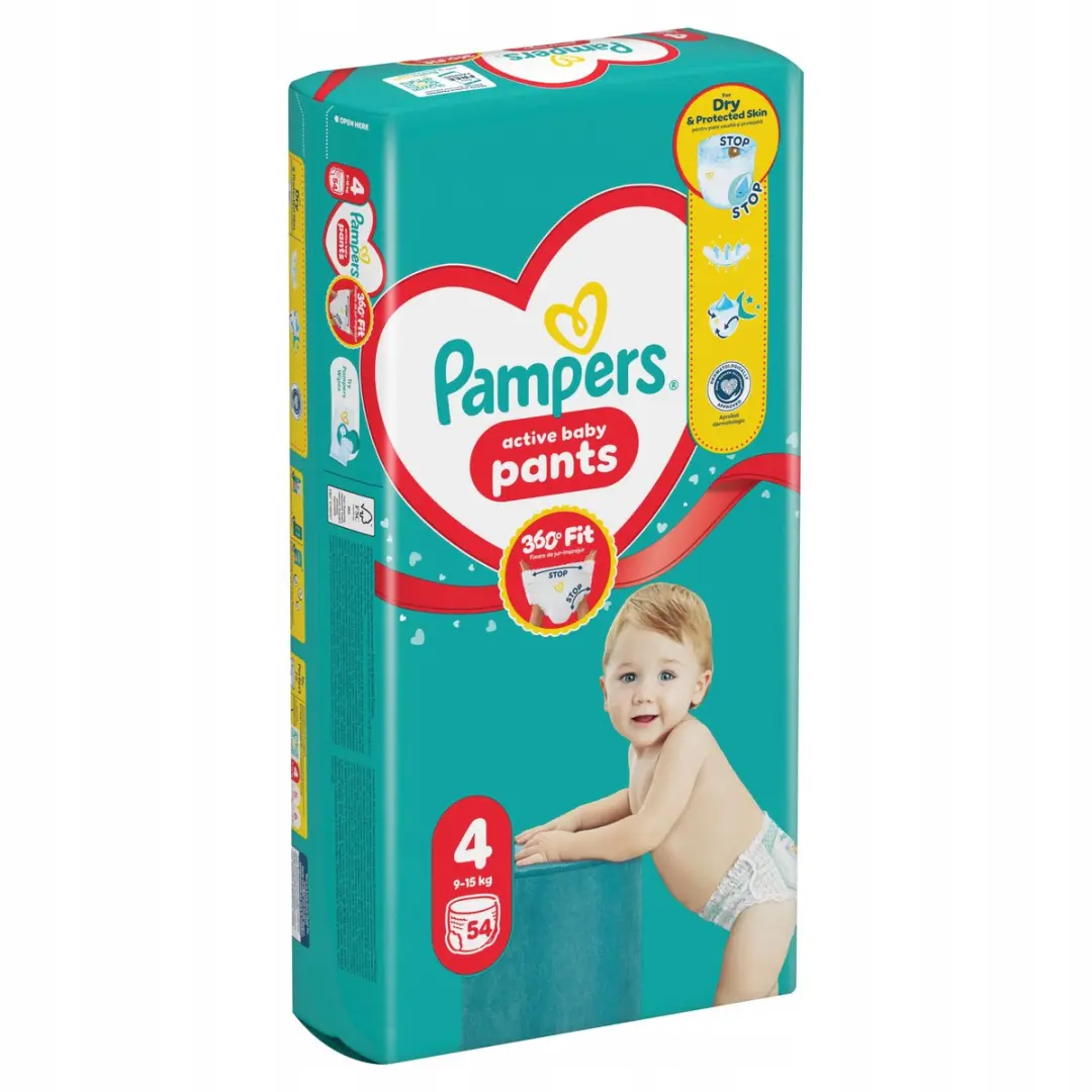 Pampers Active Babybroekje Maat 4 - 9-15 kg - 54 Stuks