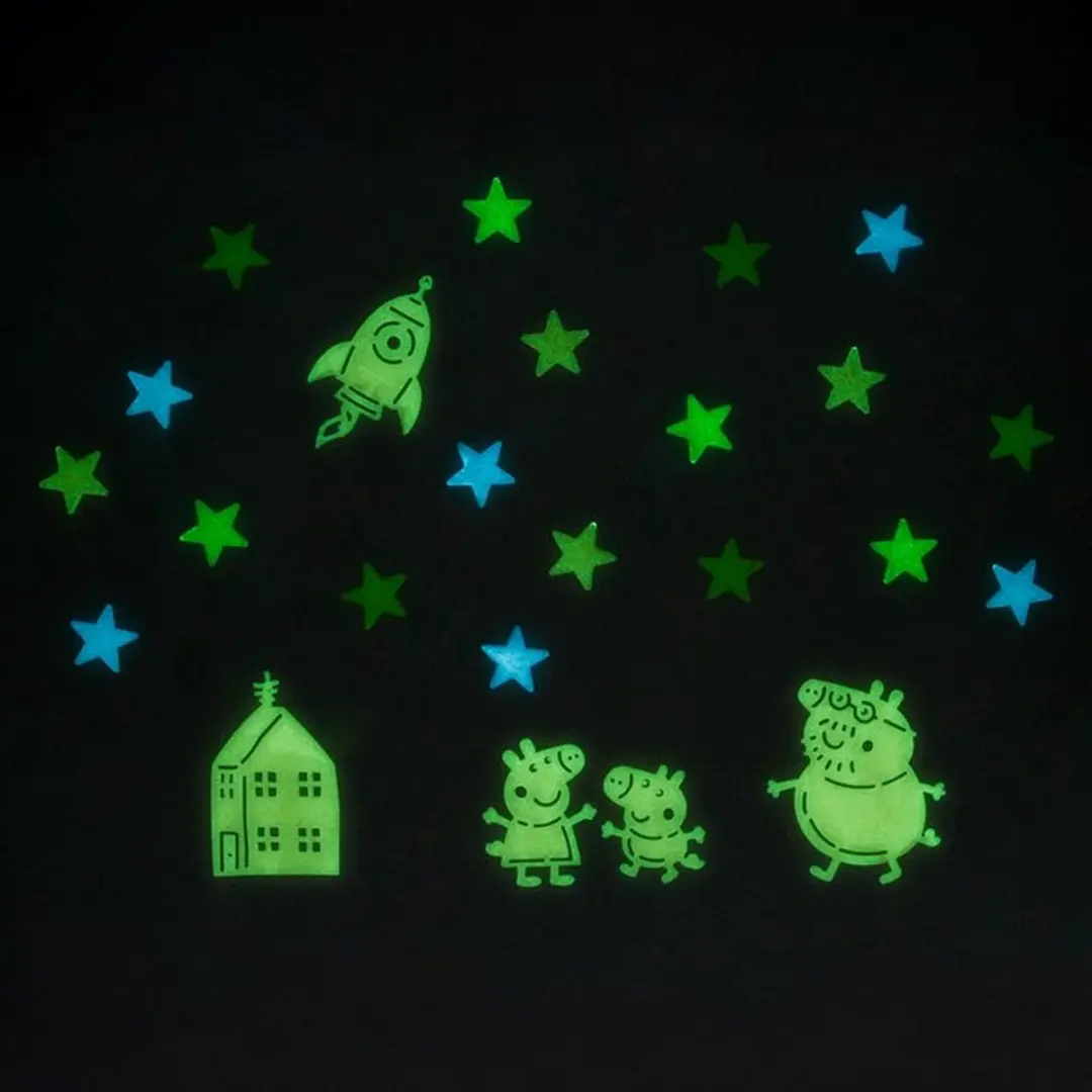 Paladone Peppa Pig Glow-in-the-Dark Wandstickers - 207 Stuks - Multi