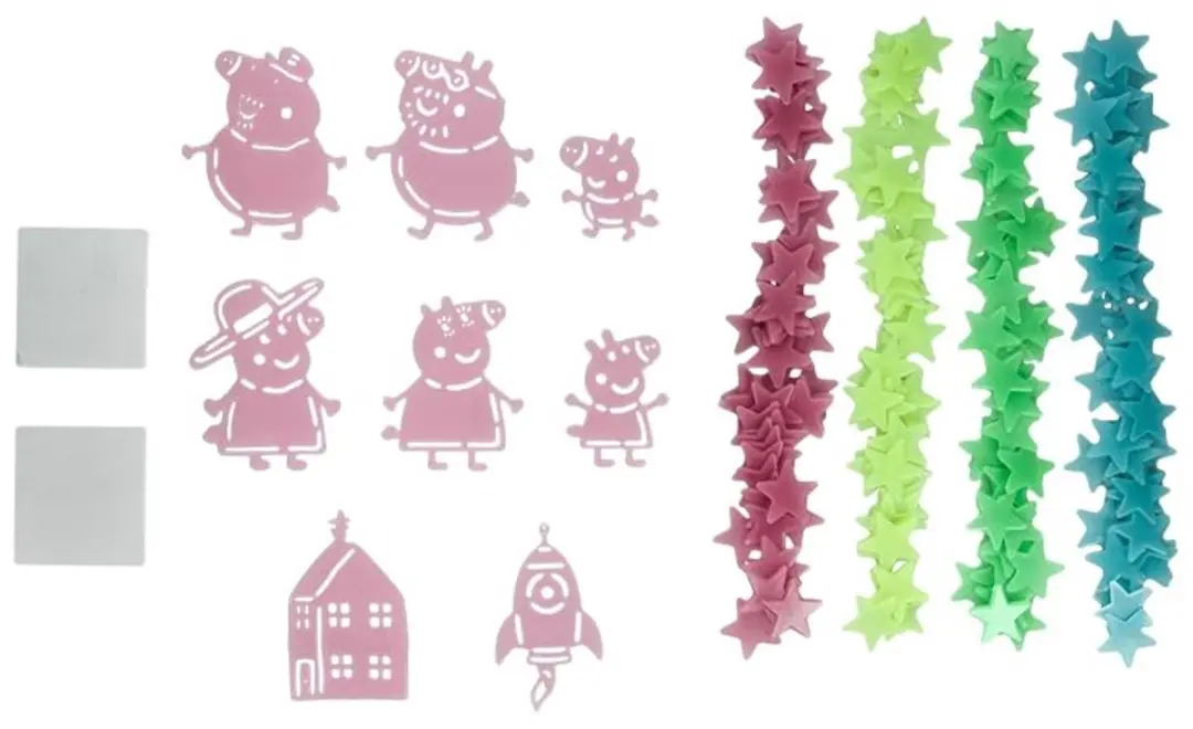 Paladone Peppa Pig Glow-in-the-Dark Wandstickers - 207 Stuks - Multi