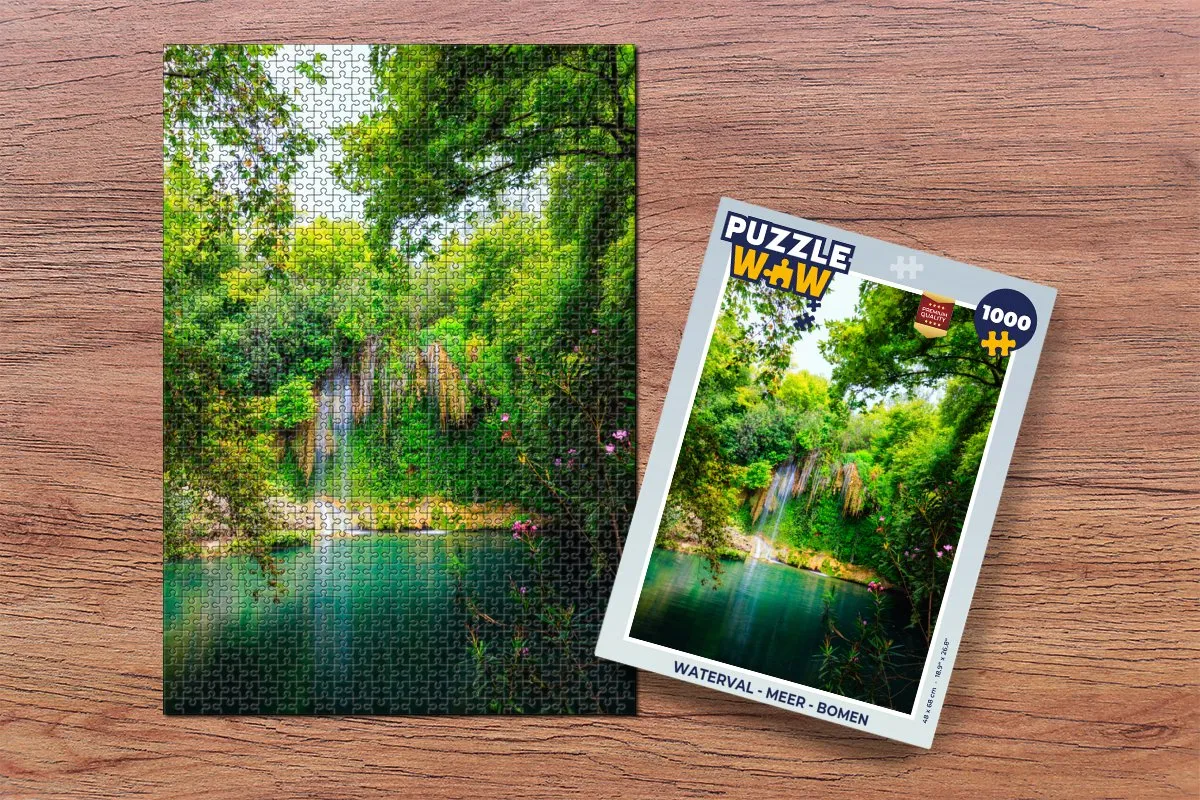 PuzzleWow Waterval Meer Bomen Legpuzzel 1000 Stuks - Multicolor