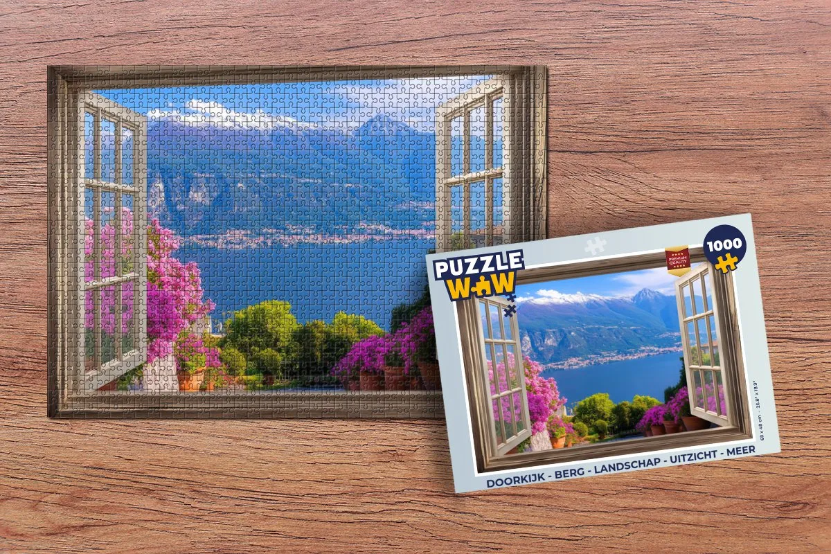 PuzzleWow Doorkijk Berg Landschap Legpuzzel 1000 Stuks - Blauw