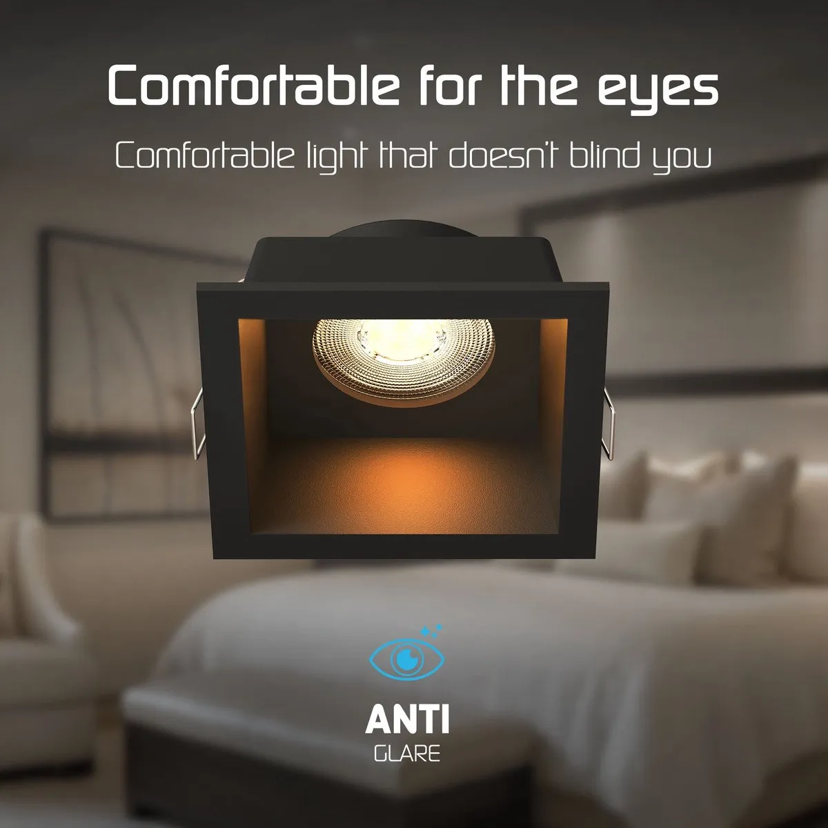 Ledvion LED Inbouwspot Vierkant 85x85mm Zwart - Dimbaar GU10