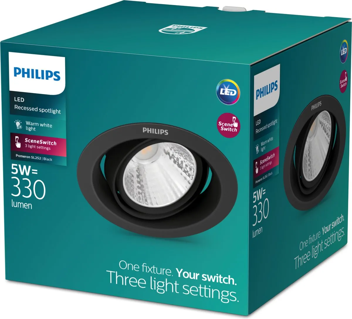 Philips Pomeron Inbouwspot 5W Warmwit - Zwart