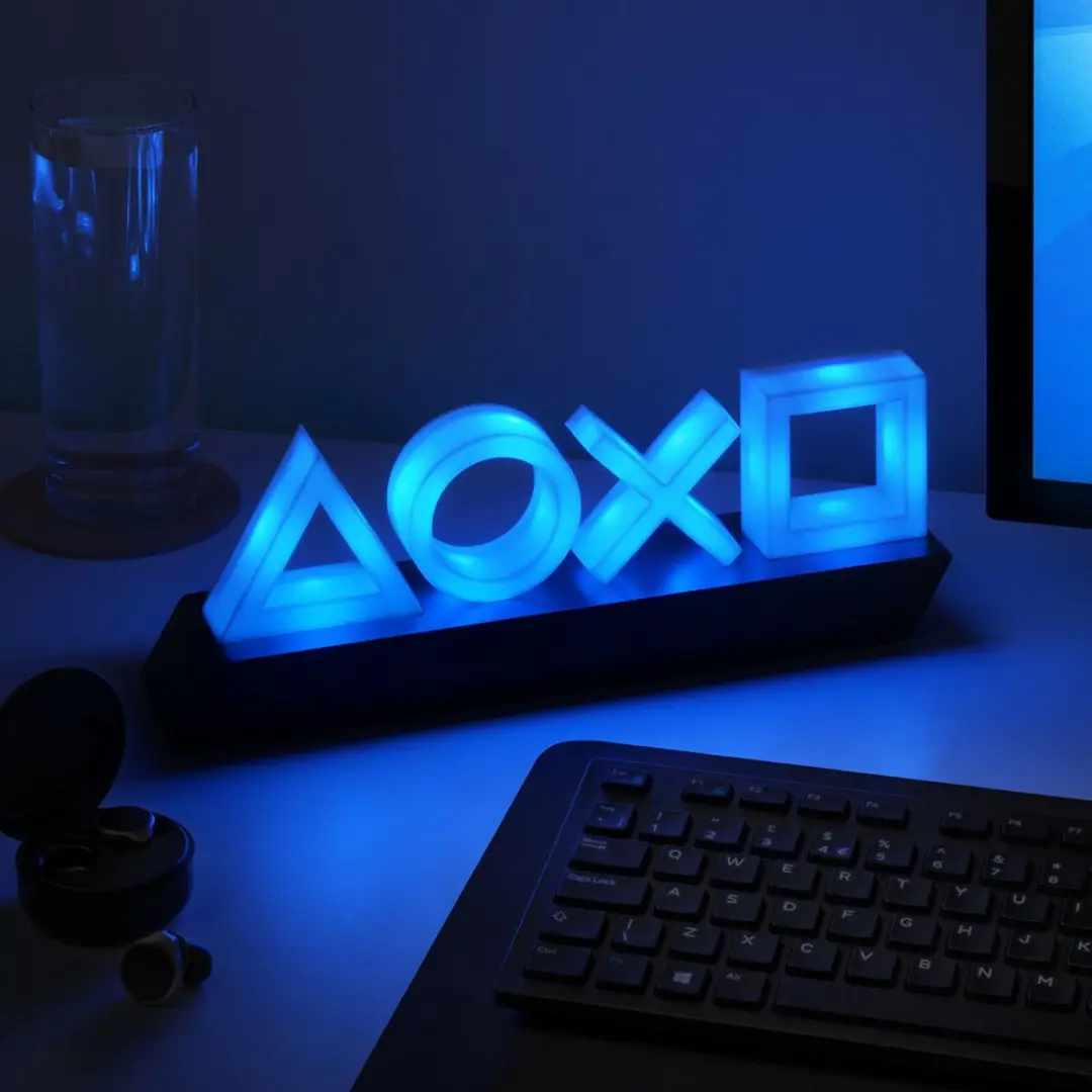 Paladone PlayStation 5 Icons Nachtlamp - 4 Lichtpunten - Wit/Blauw