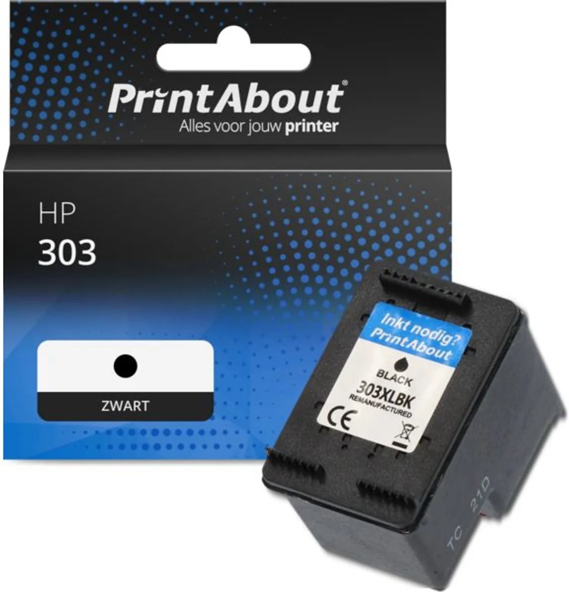 PrintAbout Inktcartridge T6N02AE Zwart - 19ml - o.a. HP ENVY