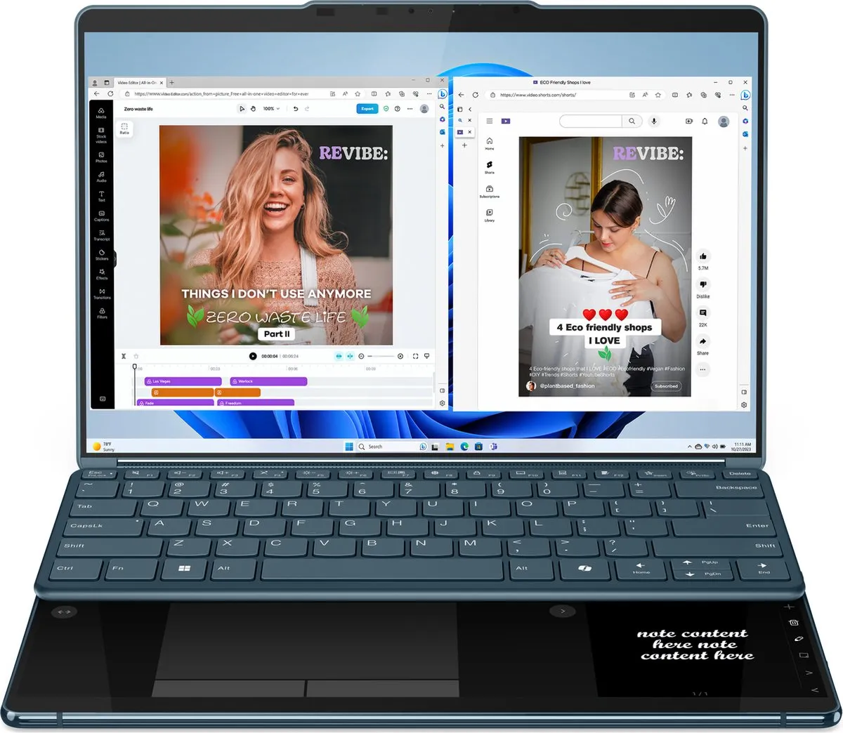 Lenovo Yoga Book 9 13IMU9 2-in-1 - 33,8 cm Touchscreen 2.8K - 32GB/1TB - Blauwgroen