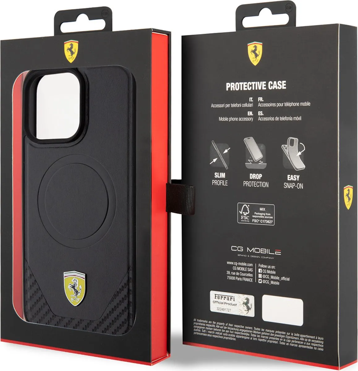 Ferrari iPhone 15 Pro Backcase - Effen Zwart - MagSafe