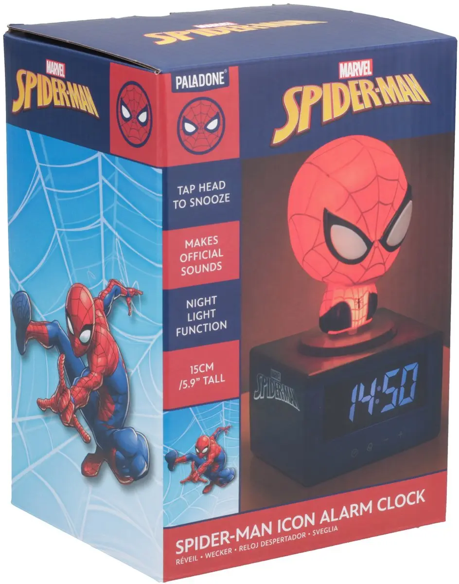 Paladone Spider-Man Wekker - Nachtlampfunctie - Zwart/Rood