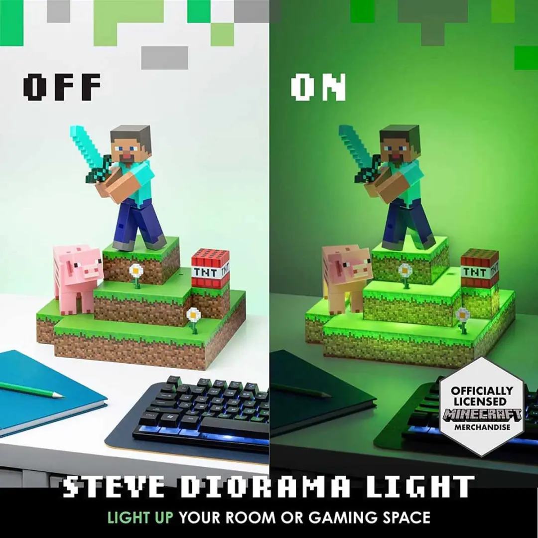 Paladone Minecraft Steve Diorama Lamp - 1 Lichtpunt Wit
